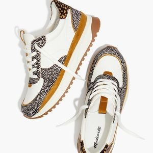 Madewell MWL Kickoff Trainer Sneakers Leather & Spot Mix Calf Hair Size 9.5